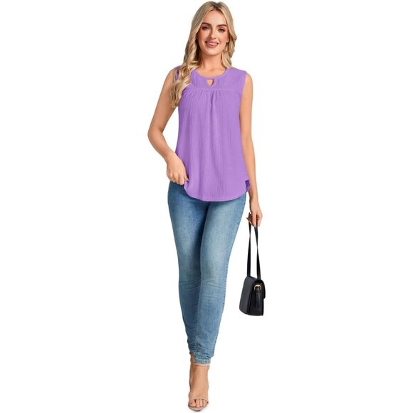 Women’s Sleeveless Tank Top Casual Dressy Flowy Tunic Party Work Outfits - Picture 4 of 4